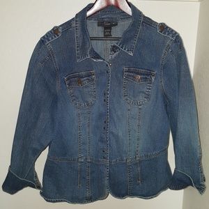 Military like dark blue jean jacket